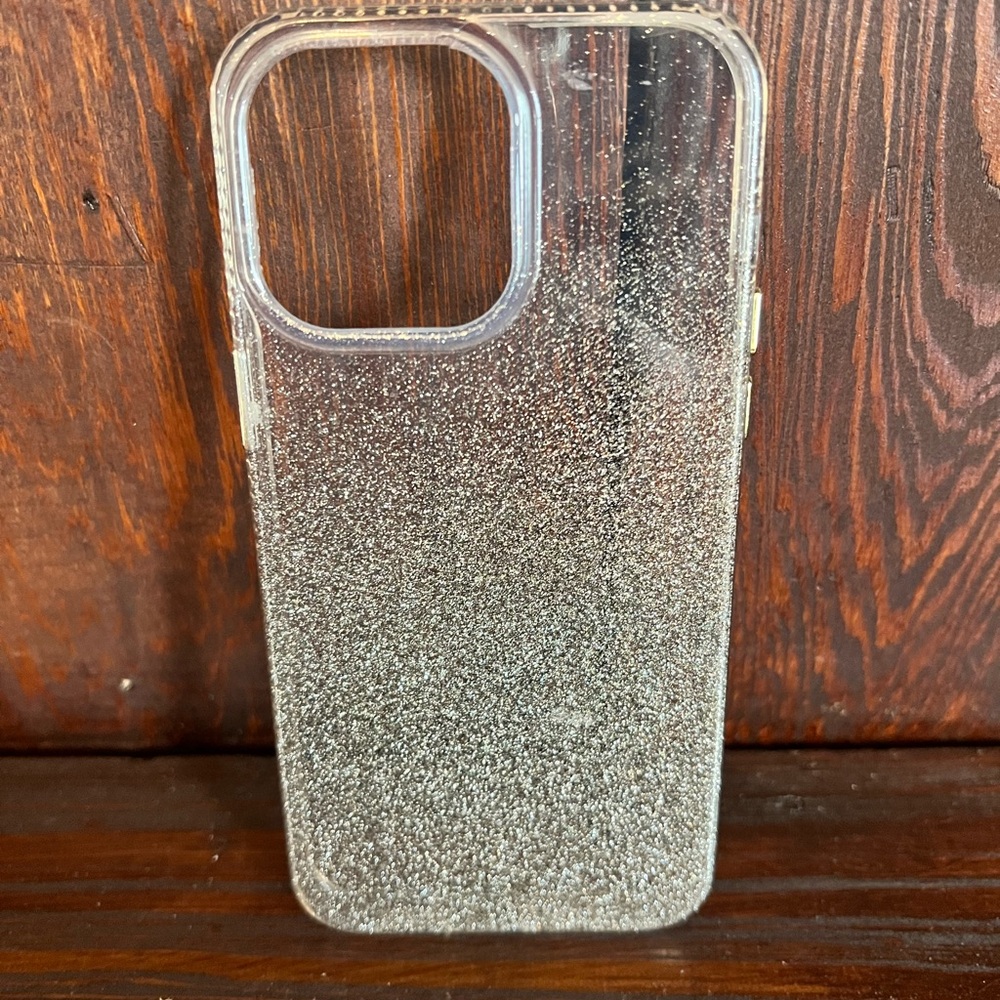 iPhone 14 Pro Max Gold Glitter Clear Phone Case